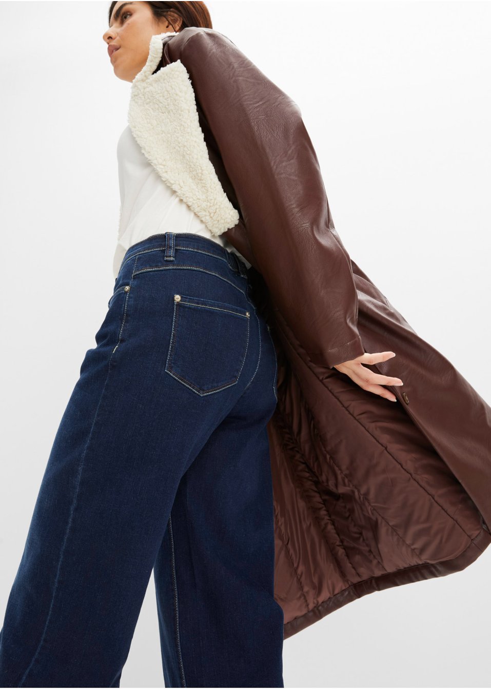 Jean extensible avec taille confortable, jambes extra larges
