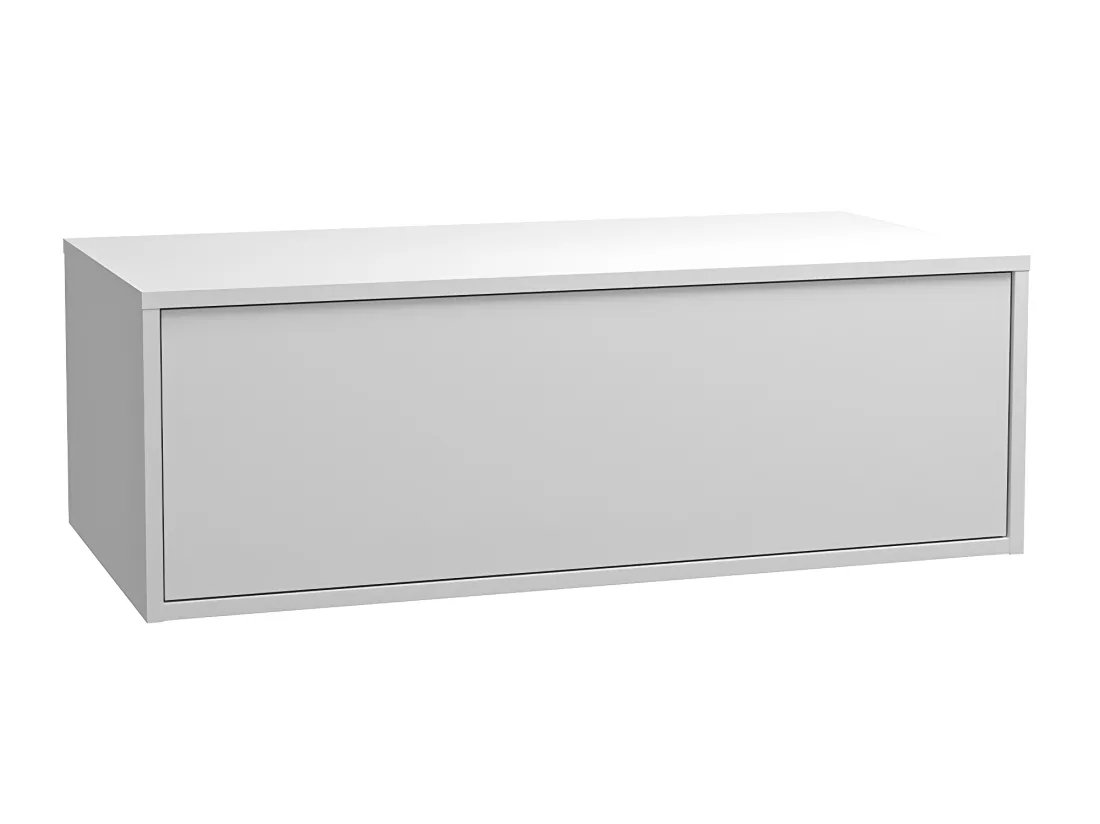 Meuble de salle de bain suspendu vert et blanc avec simple vasque carrée et deux tiroirs - 94 cm - TEANA II
