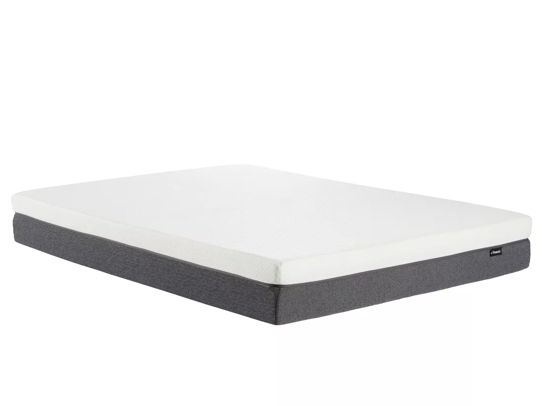 Ensemble 160 x 200 cm sommier coffre naturel clair + matelas hybride ressorts ensachés accueil mémoire de forme et mousse 7 zones déhoussable ép.25cm - KEPUR de YSMÉE