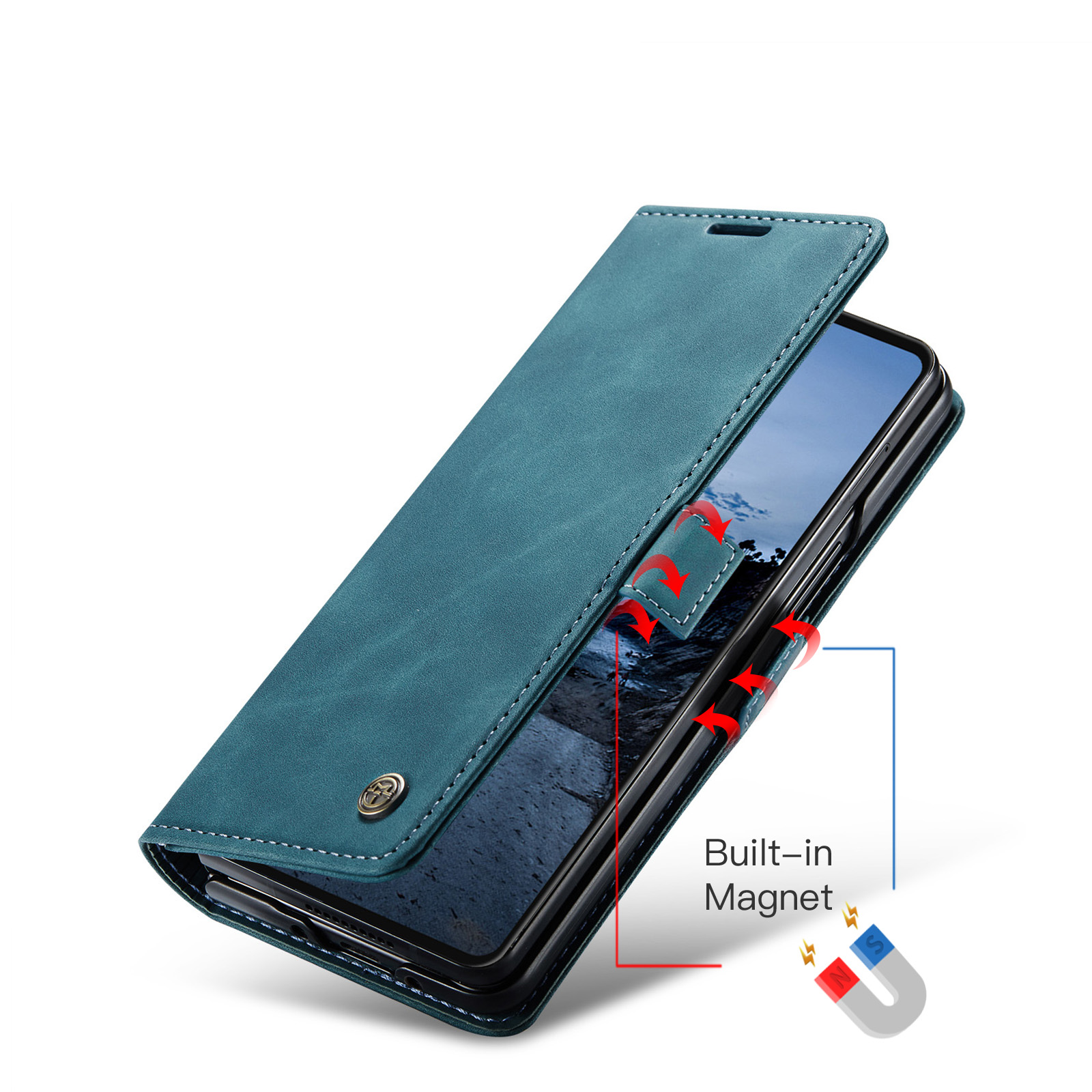 Samsung Galaxy Z Fold7 Leder Tasche Flip Wallet Etui mit Kartenfächern - Blau