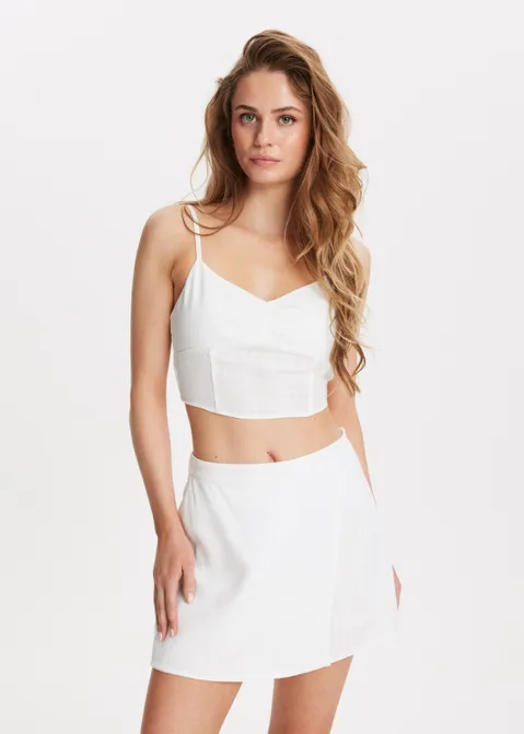 Linnen blend corset top wit (WIT)