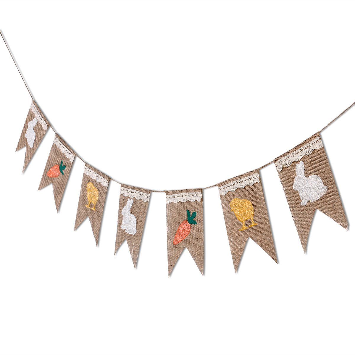(2m) Jute Oster Girlande Party Dekoration Accessoire Banner - Osterhase / Küken