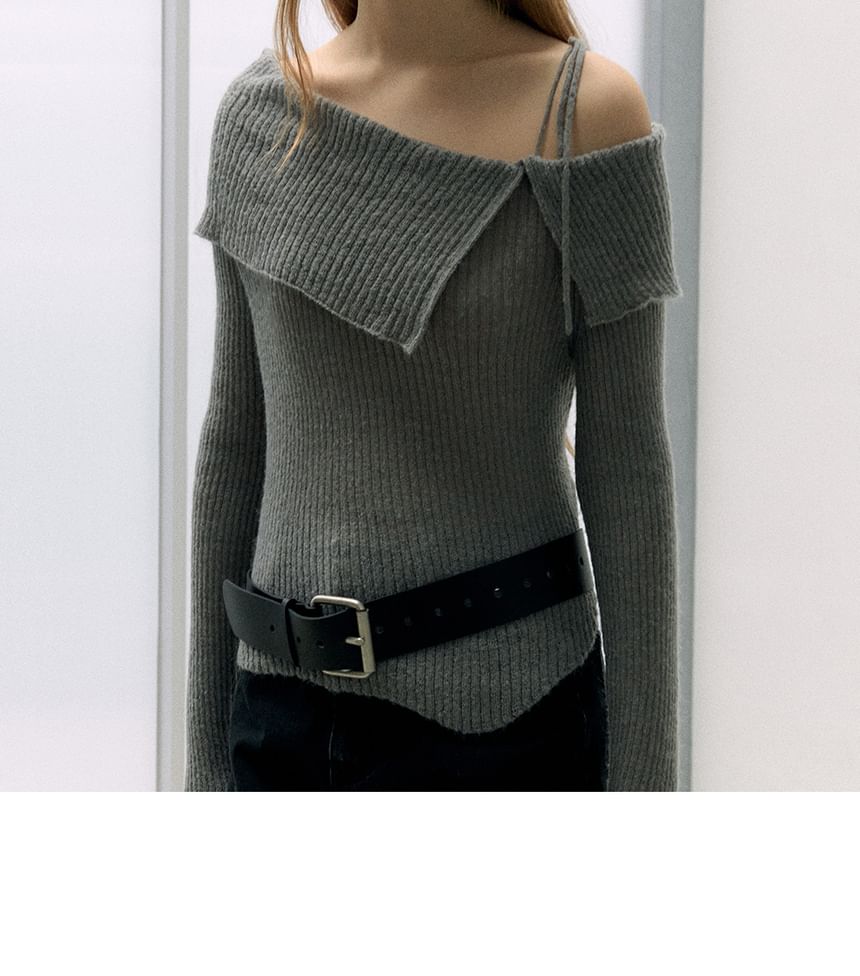 rolarola - Off-Shoulder Rib-Knit Top (Grijs)