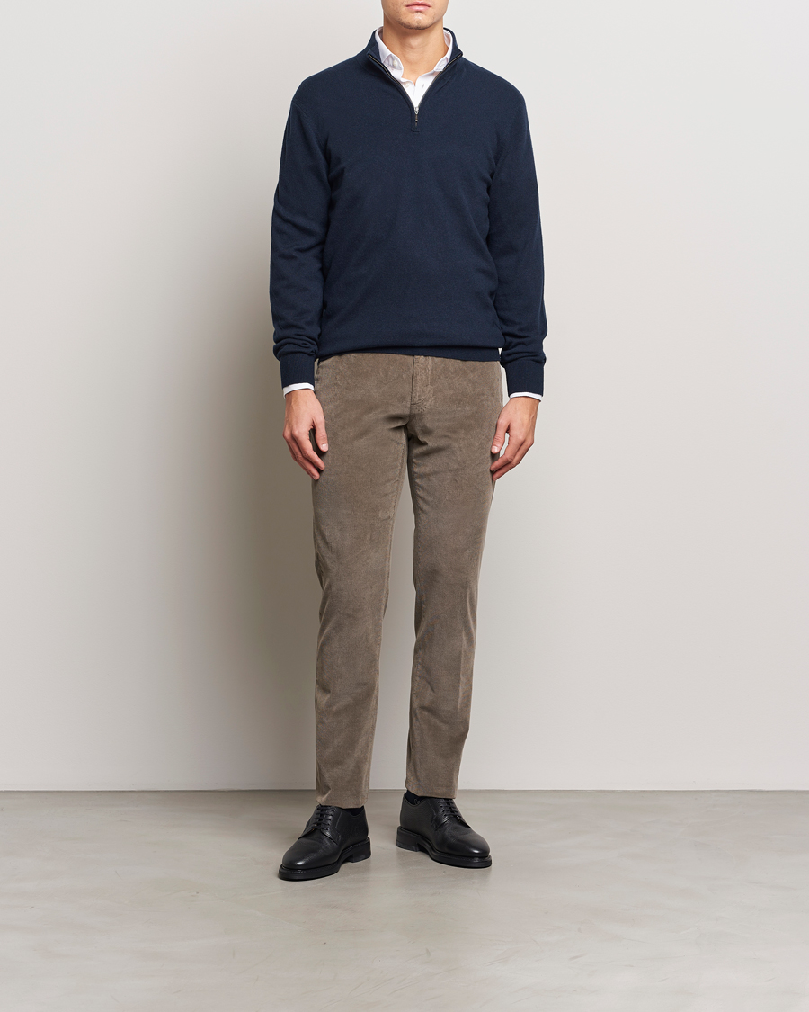 Charles Tyrwhitt Pure Cashmere Zip Neck Jumper Navy