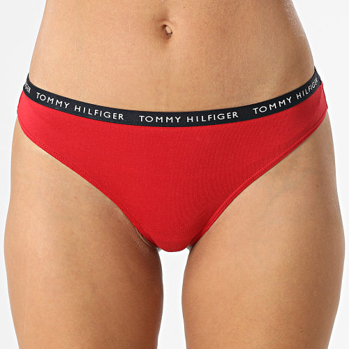 Lot De 3 Strings Femme 2829 Bleu Marine Blanc Rouge