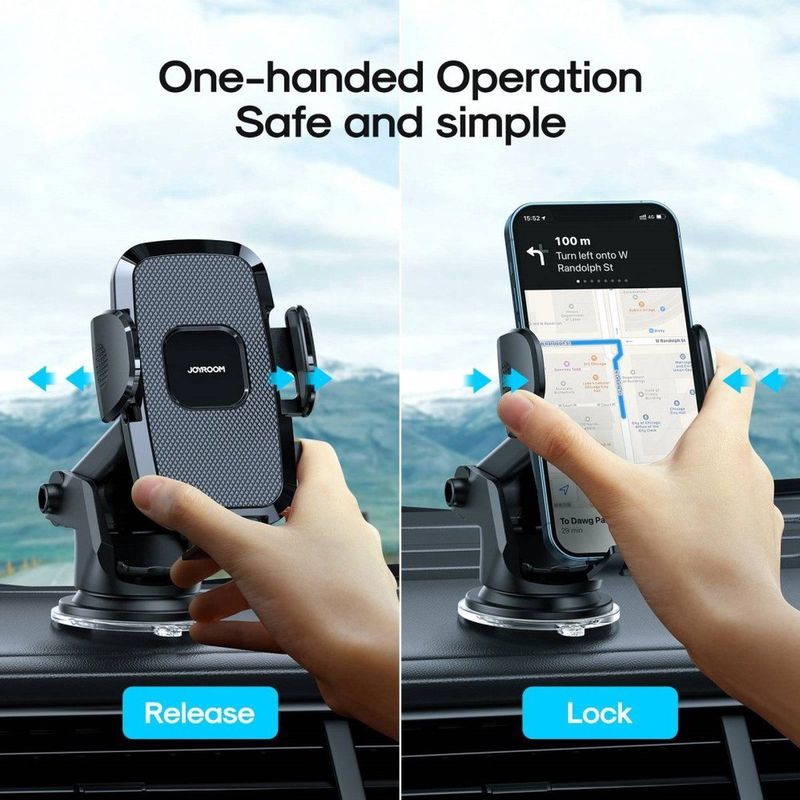 Joyroom Auto Telefoonhouder met Telescopisch Uitschuifbare Arm voor Dashboard en Voorruit Zwart