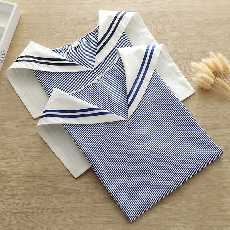 PANDAGO - Blouse met strepen en matrozenkraag, elleboogmouwen