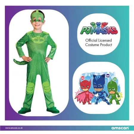 amscan Kinderkostüm PJ Masks Gecko Good, grün, 7 - 8 Jahre, 116 - 128 cm