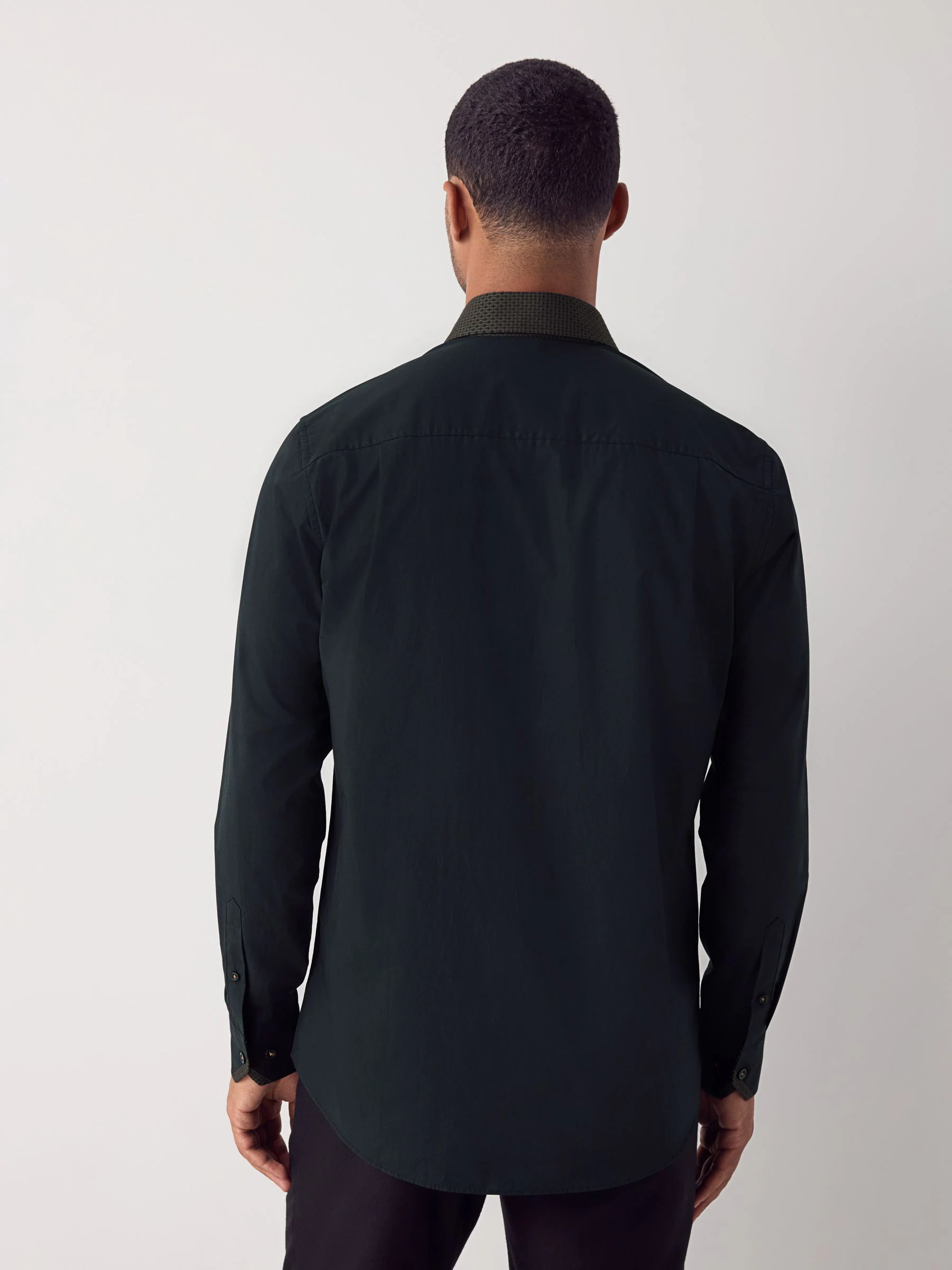 Zwart/goudkleurige kraag - Smart Trimmed Long Sleeve Party Shirt