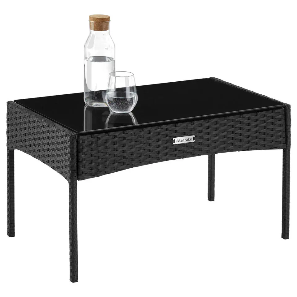 tectake Wicker loungeset Palese voor 4 personen - Zwart