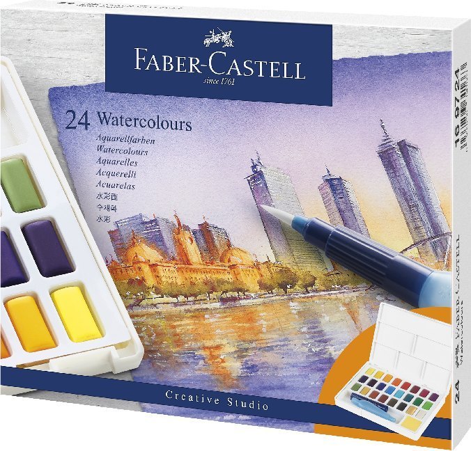 Faber-Castell Aquarellfarben in Näpfchen, 24er Etui