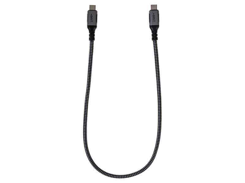 onit USB 3.1-Kabel USB C - USB C 0.5 m, Grau/Schwarz Verbindungskabel mit geflochtener Nylonummantelung