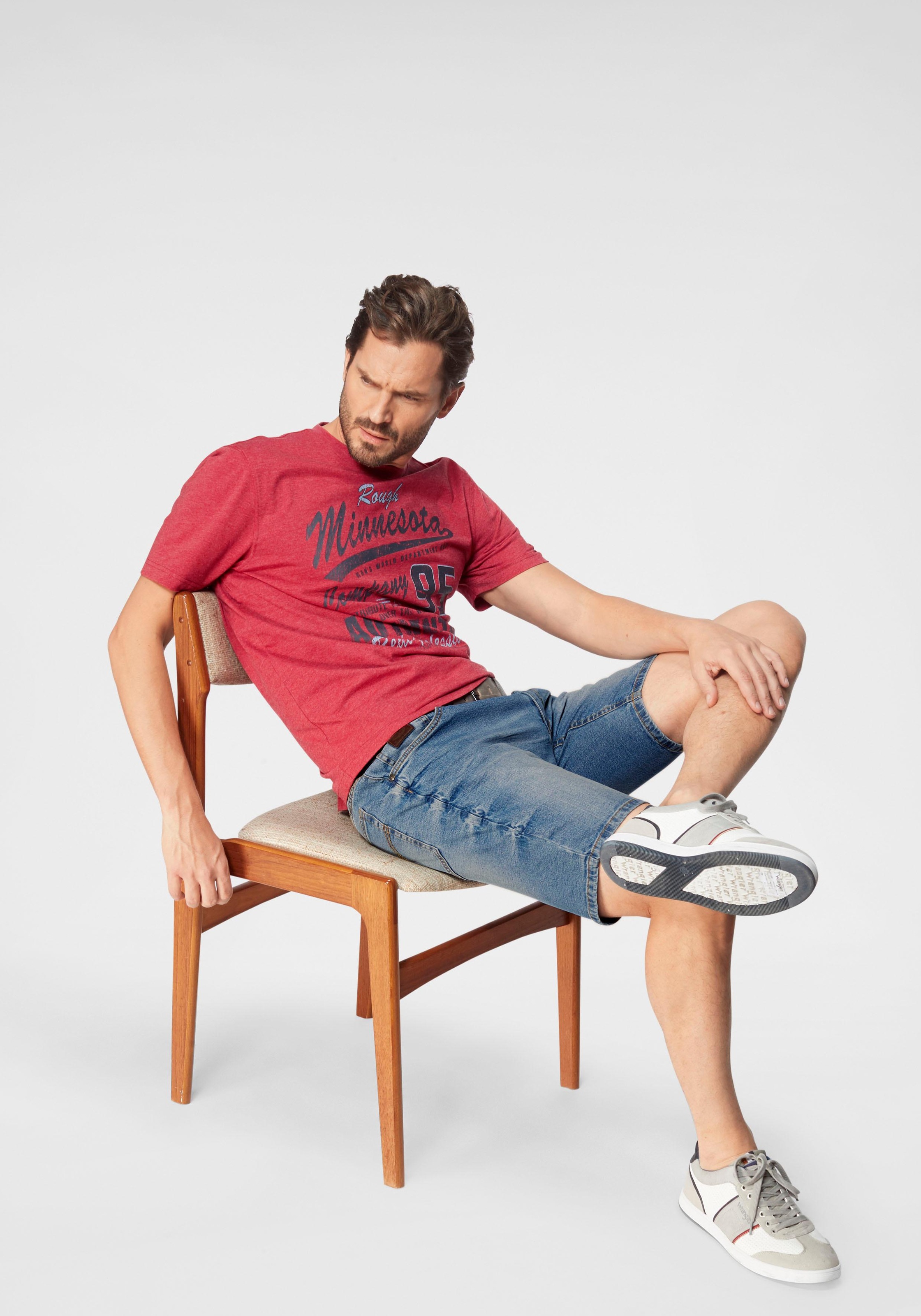 Man's World T-Shirt , kurzärmelig,  melierte Optik,  Rundhalsausschnitt