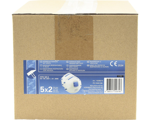 FFP2 fijnstofmasker met ventiel, verpakking van 2