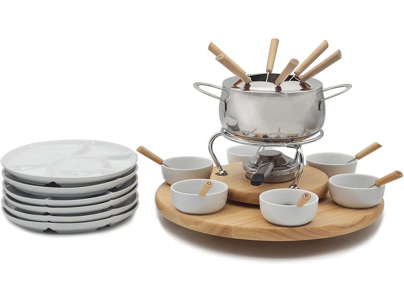 OHMEX Fondue-Set OHM-FND-2229 29 Teile, Braun/Silber Fondue-Set