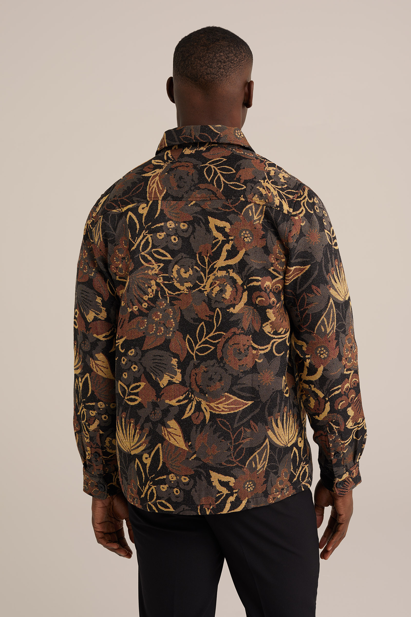 jacquard overshirt met dessin WE Fashion Zwart