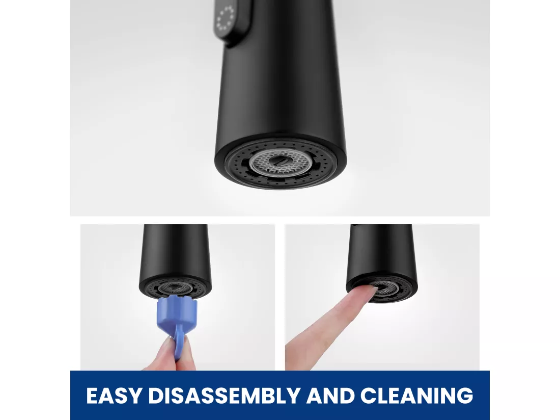 Cecipa max Mitigeur de Cuisine à Ressort avec Douchette Extensible, Mitigeur Ressort avec 3 Modes de Sortie D'eau,Noir Rotatif à 360 °,EU Modèle
