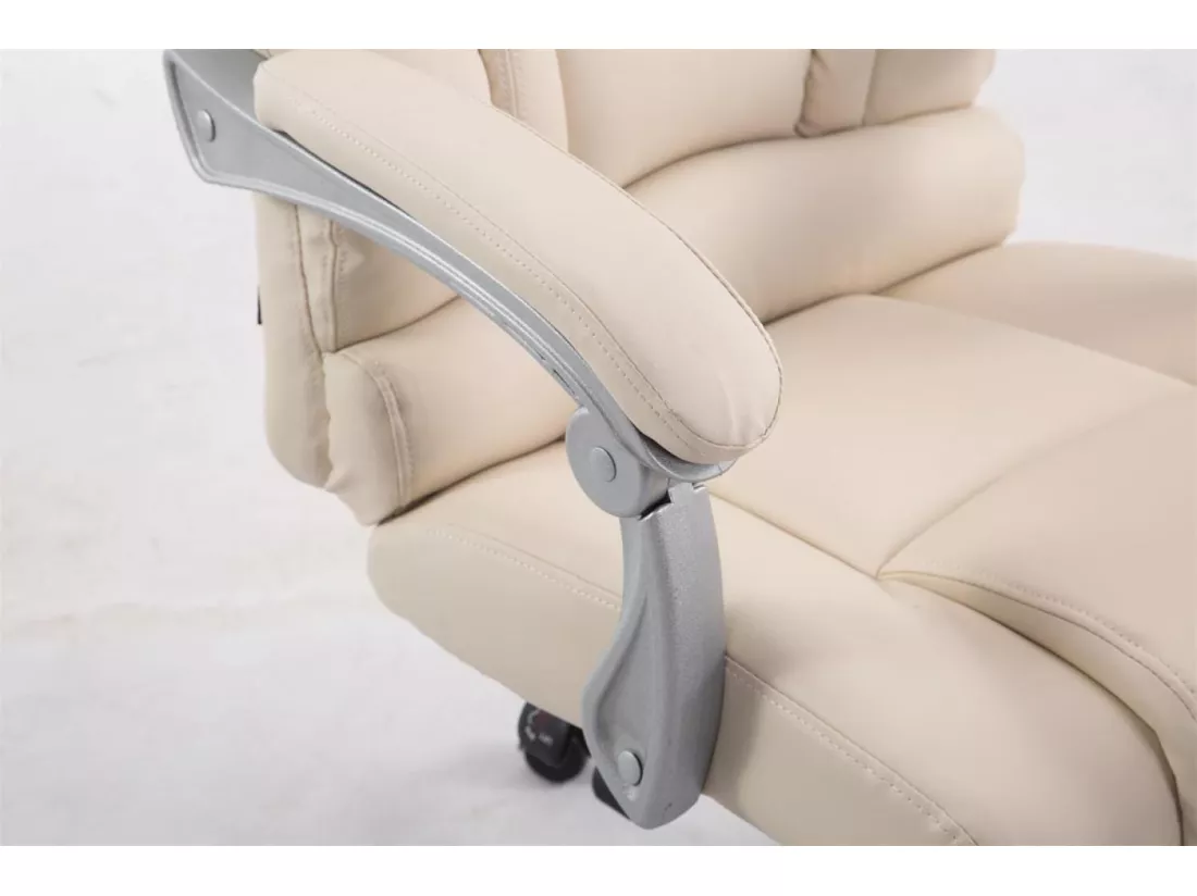 Chaise de bureau - Similicuir & Métal chromé - Crème - Pacific