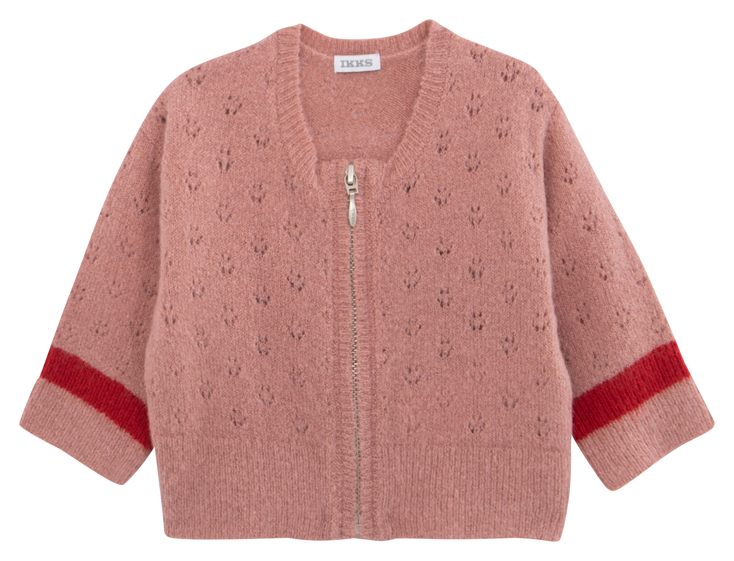 Cardigan court col rond à zip | Rose