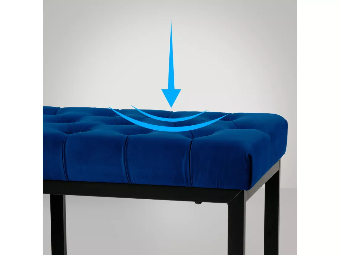 Banquette - Velours & Métal noir mat - Bleu - Polson