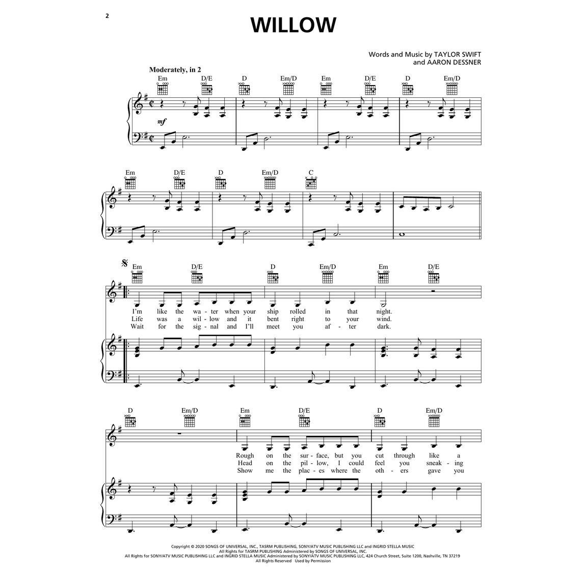 Hal Leonard Taylor Swift Evermore voor piano, zang en gitaar