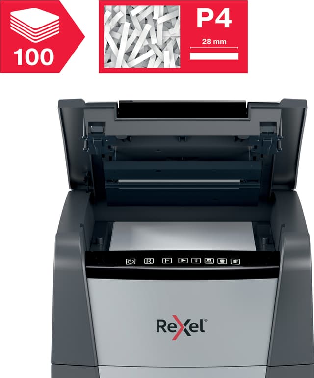 Rexel Optimum AutoFeed+ 100X tværskåret makulator