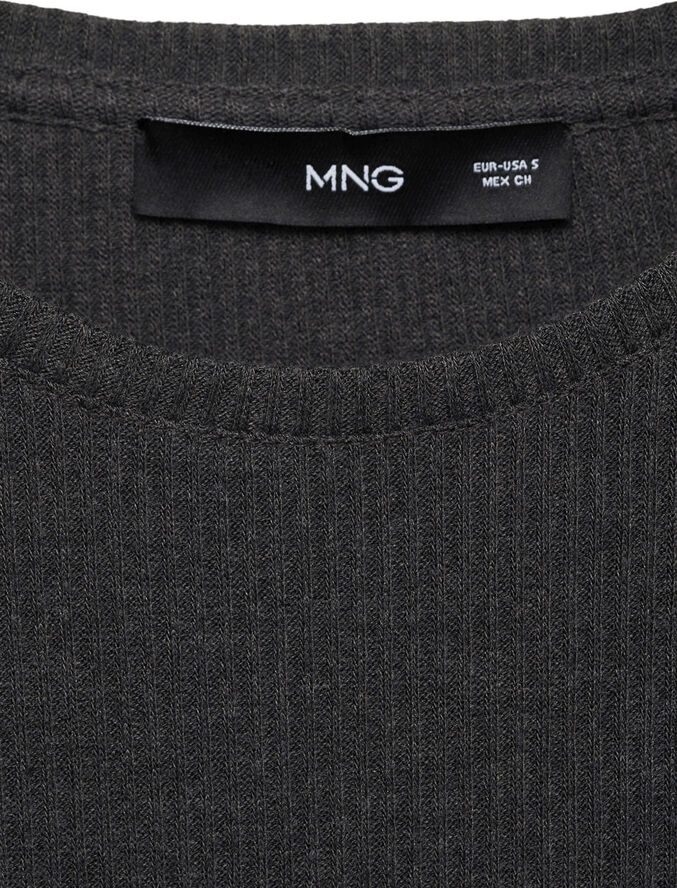 MANGO Ribbed knit t-shirt Charcoal