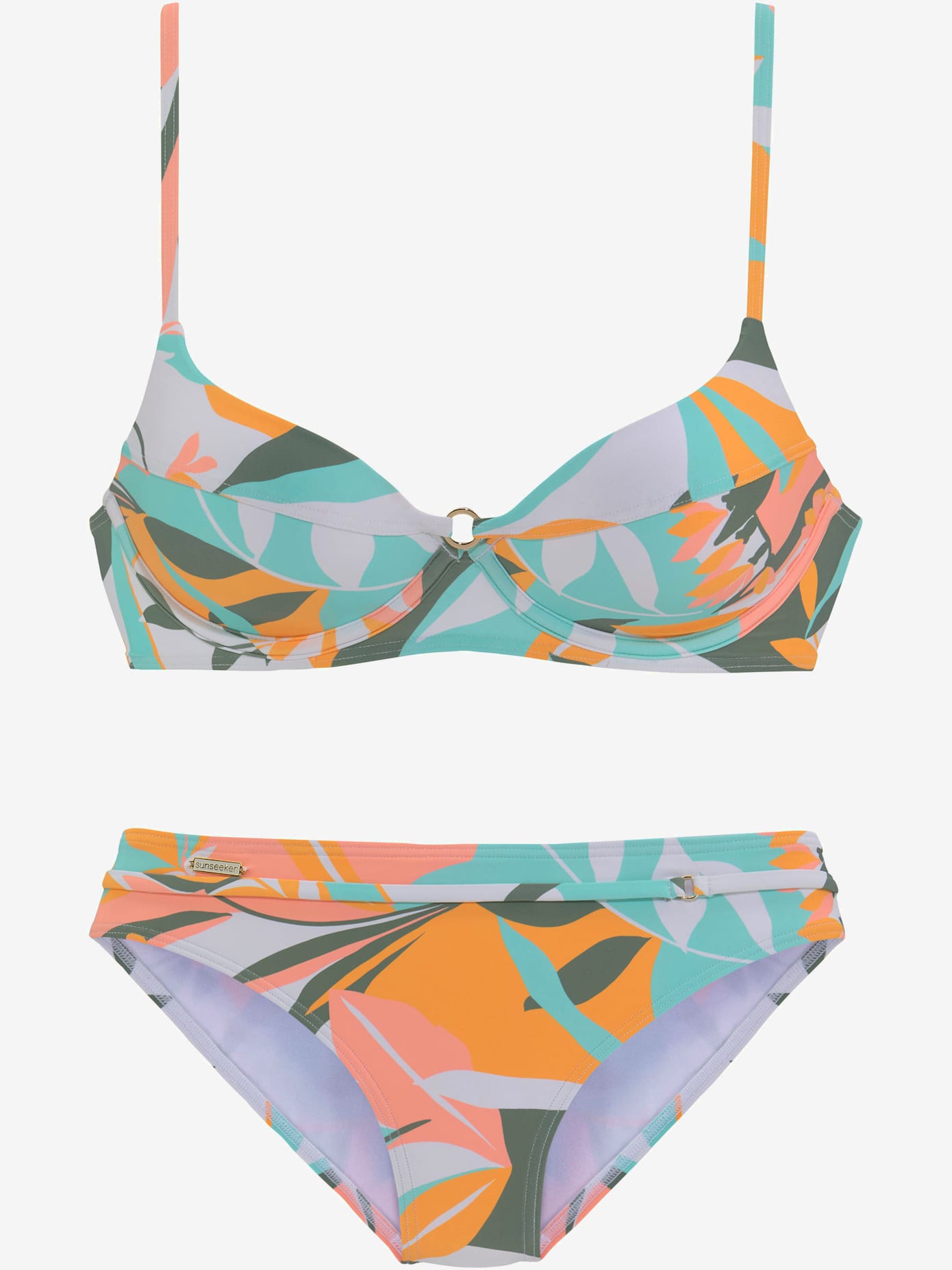 Maillot de bain à armatures imprimé feuilles abstrait