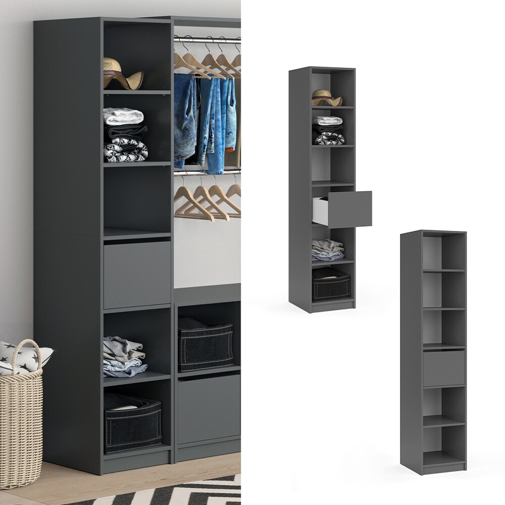 Vicco Kleiderschrank Visit Dielenschrank anthrazit Hochschrank Garderobenschrank