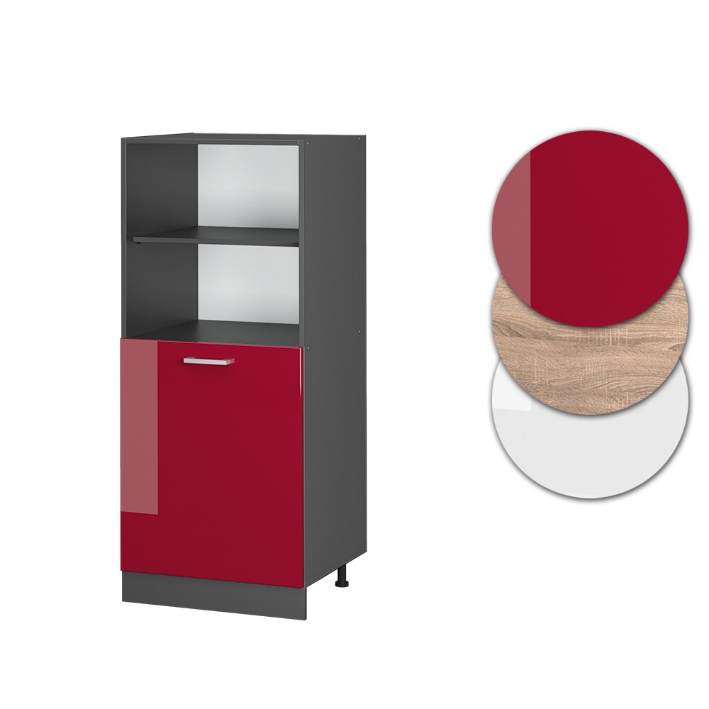 Vicco Backofenumbauschrank Küchenschrank Küchenzeile R-Line 60 cm Anthrazit Bordeaux kleine Tür