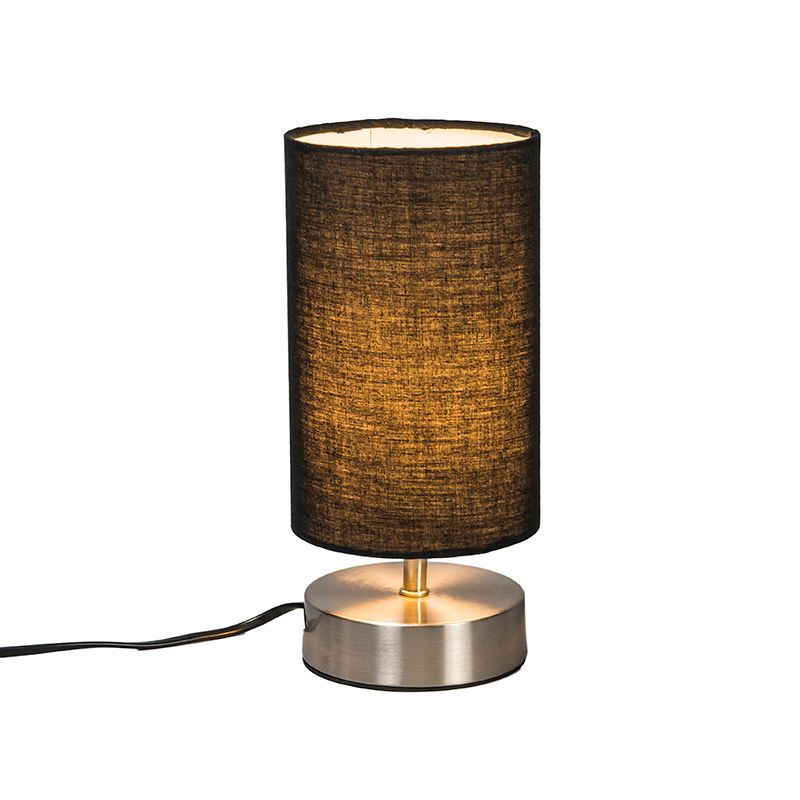 Moderne tafellamp zwart met staal - Milo 2