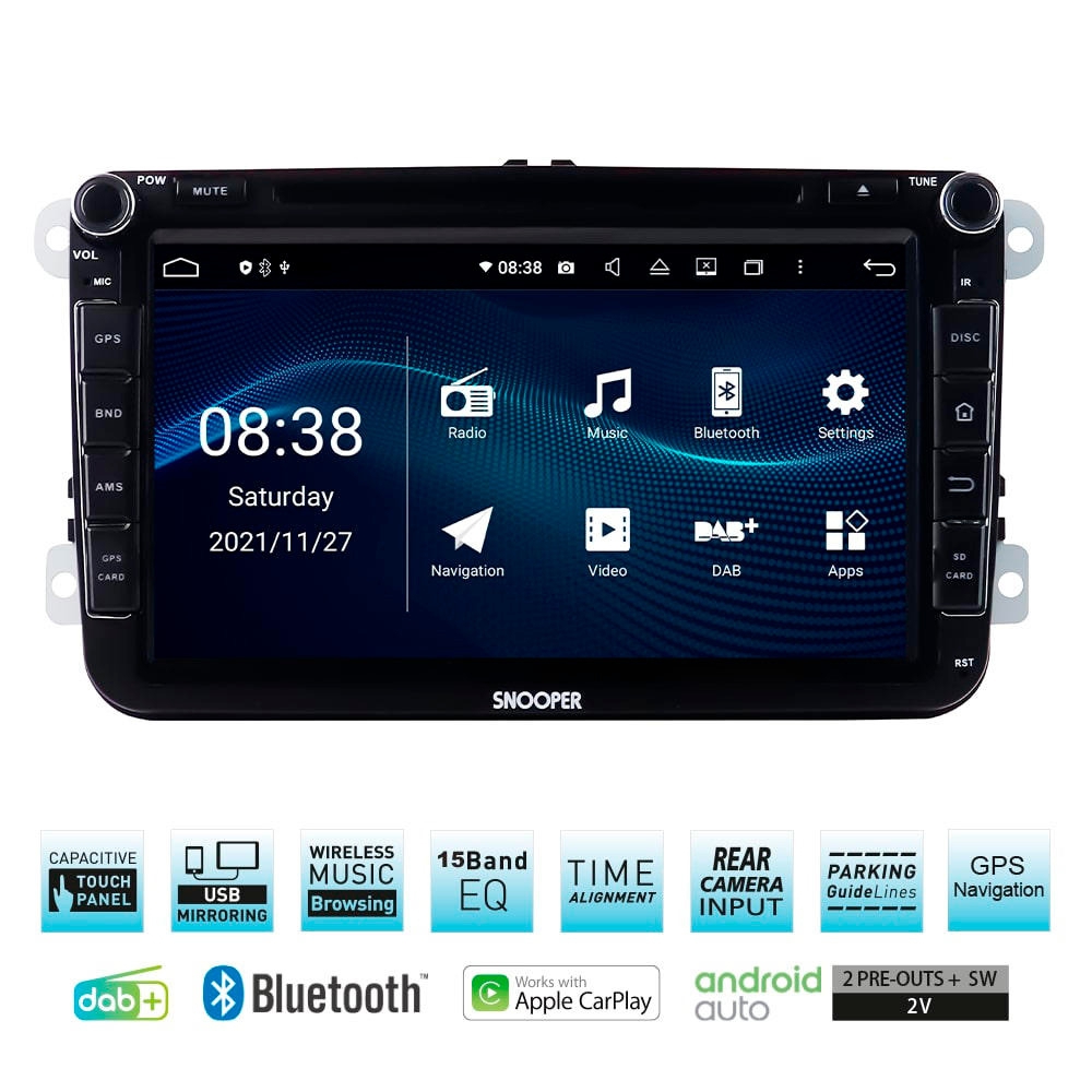 Snooper SMH Multimedia-Navigation 8 Zoll DAB  Festeinbaugerät