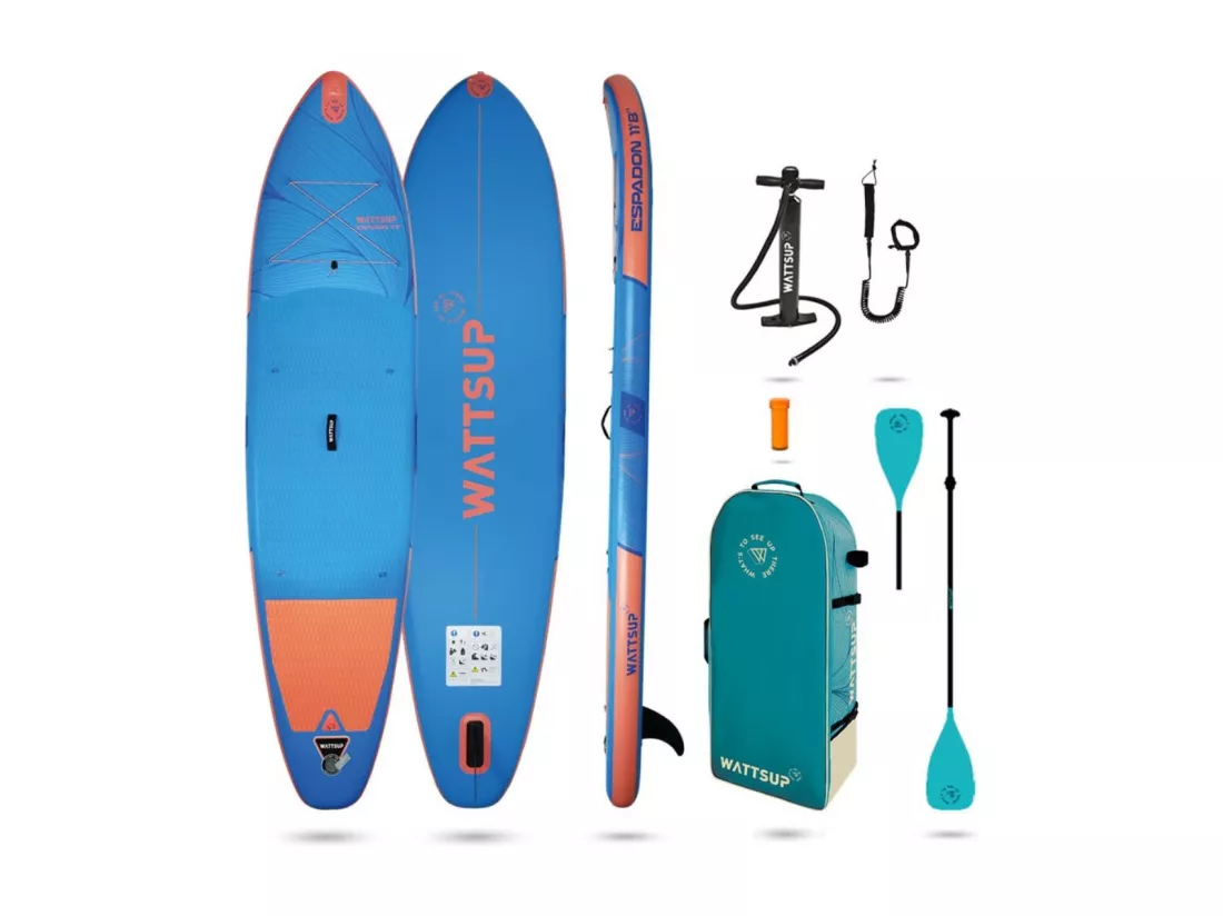 Sup Gonflable WATTSUP ESPADON 11'8 - 355x86x15cm Dropstitch - Pack Pagaie Leash Pompe Sac de Transport