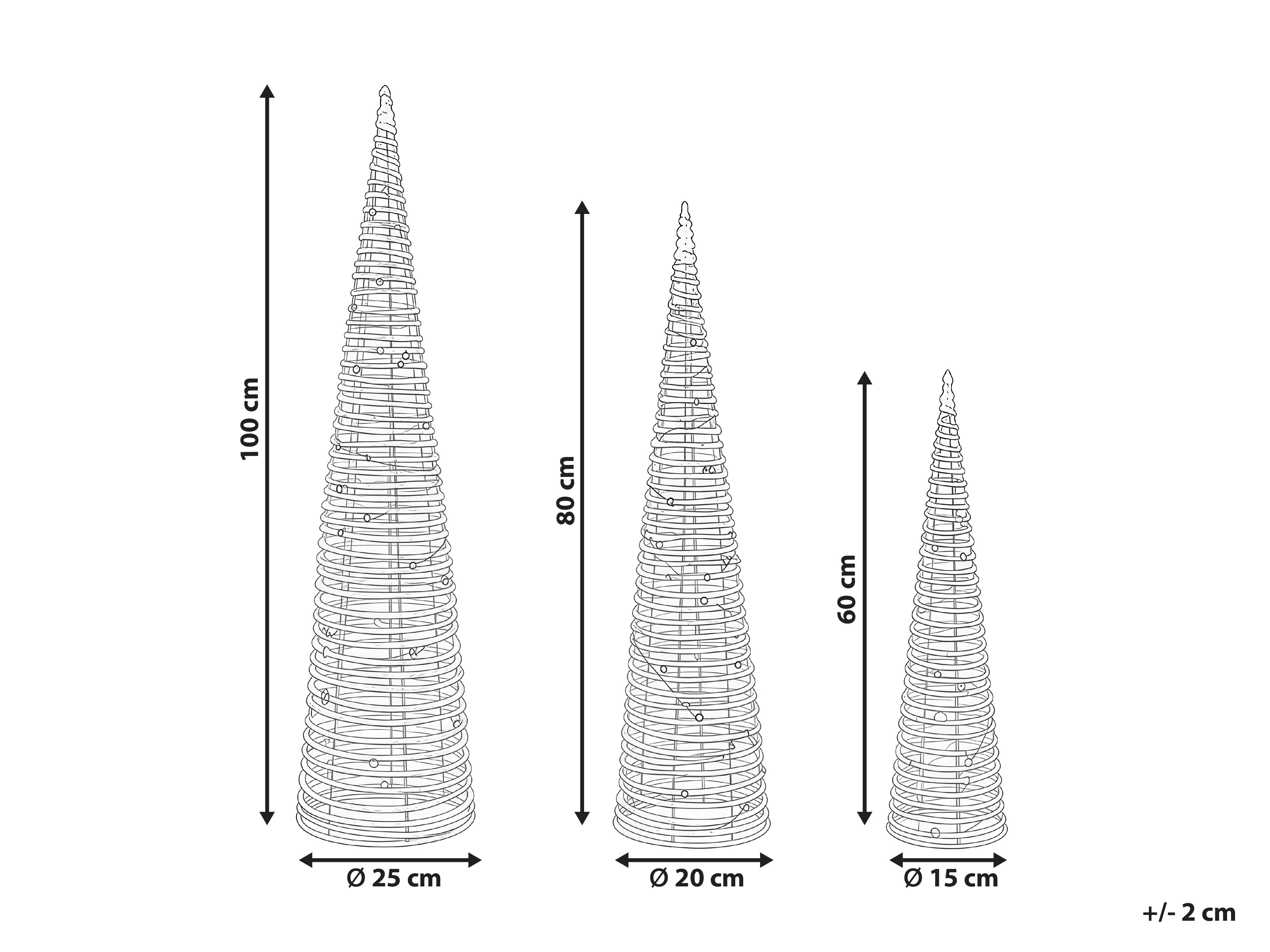 Set van 3 kerstdecoraties LED TUELSO Kerstboom 60/80/100 cm Goud