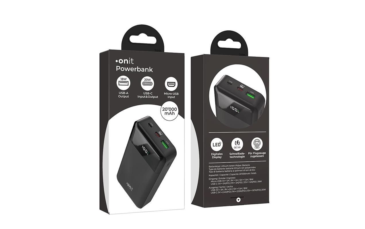 Powerbank 20000 mAh PDPowerbank mit Power Delivery für schnelles und intelligentes Aufladen