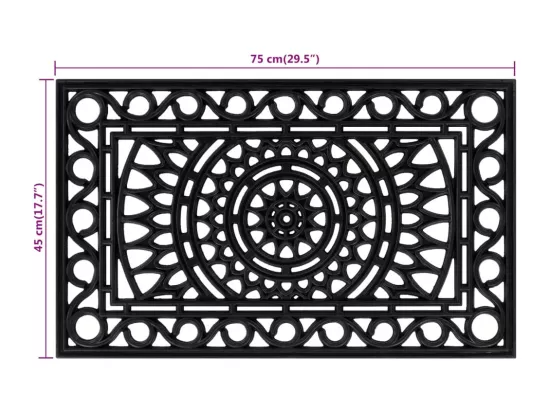 Paillasson rectangulaire 45x75 cm caoutchouc