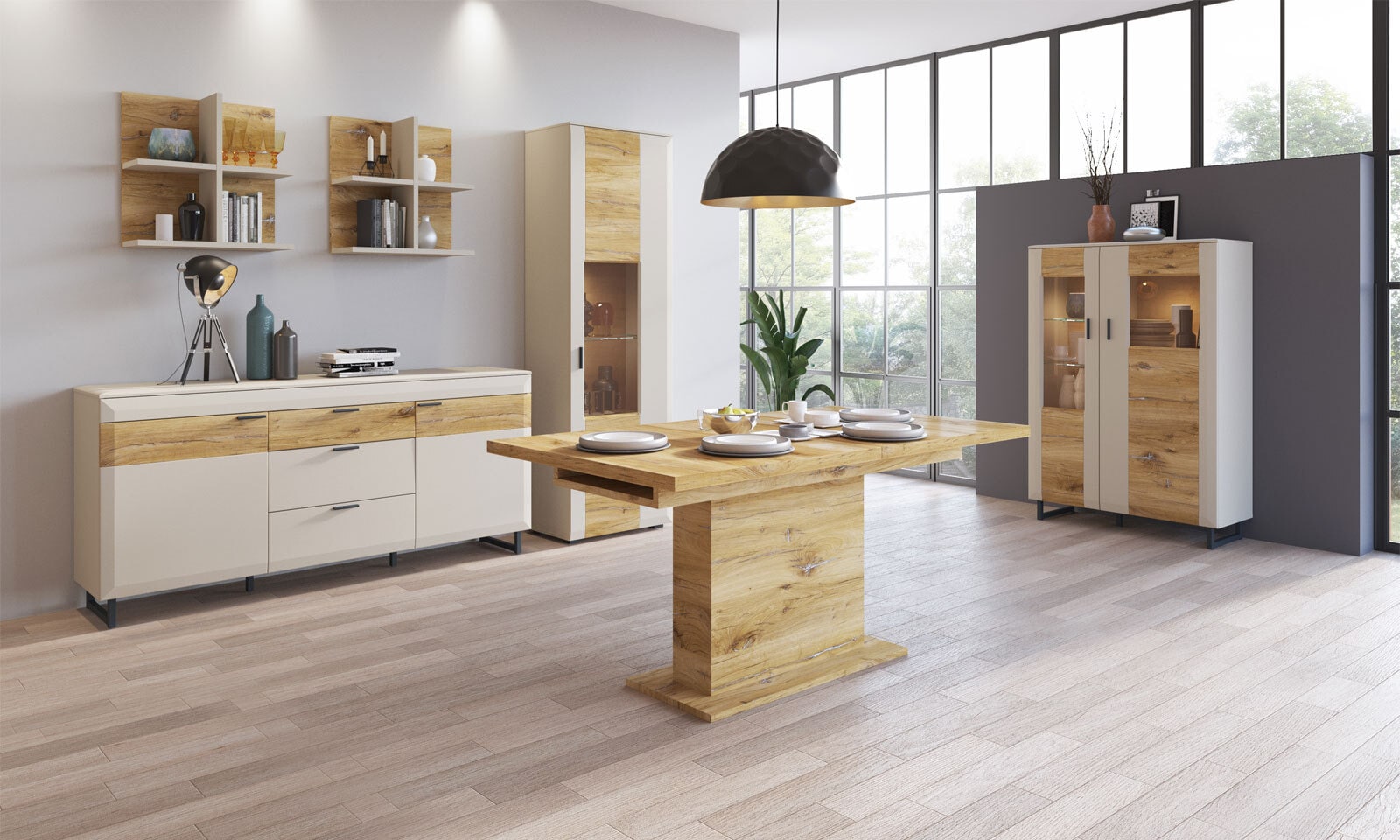 Sideboard Romy Kieselgrau/Braun