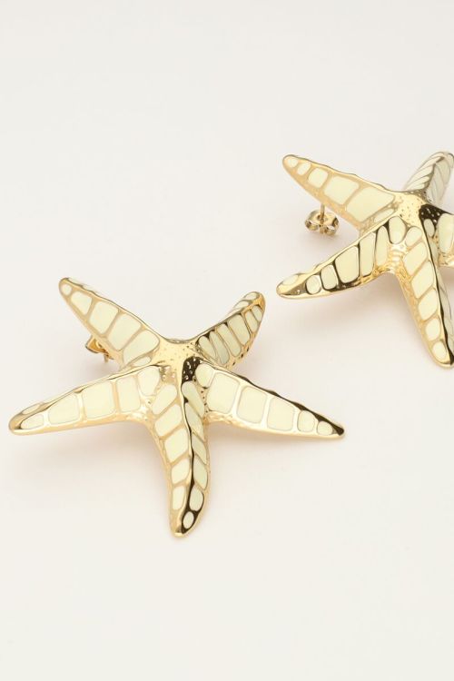 Sunrocks witte statement zeester studs