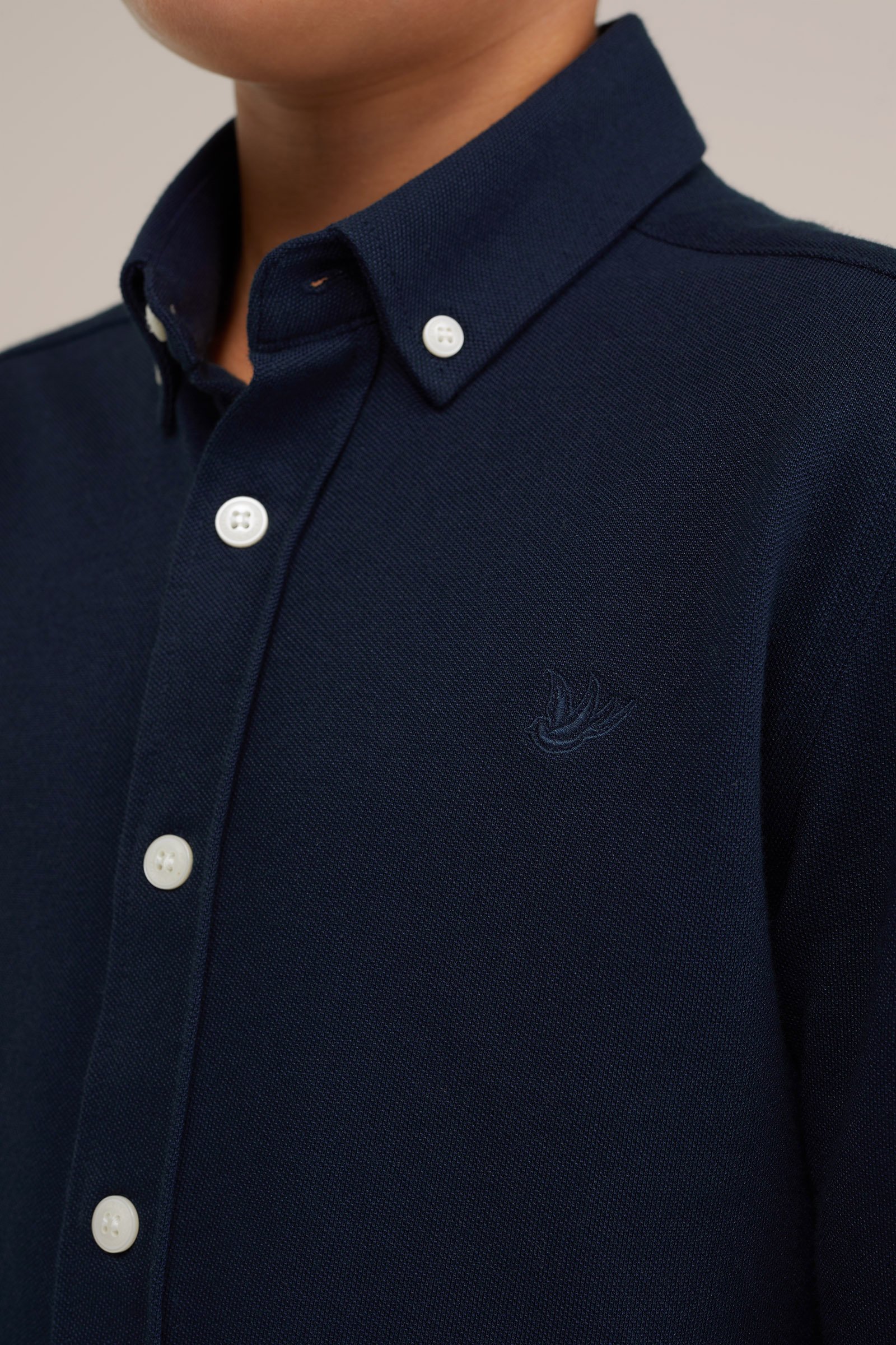 Jongens overhemd van piquéjersey WE Fashion Donkerblauw