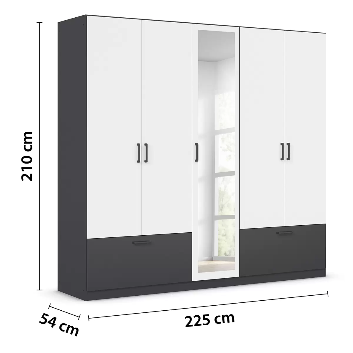 Kleiderschrank 5trg. Jubi dunkelgrau,weiss