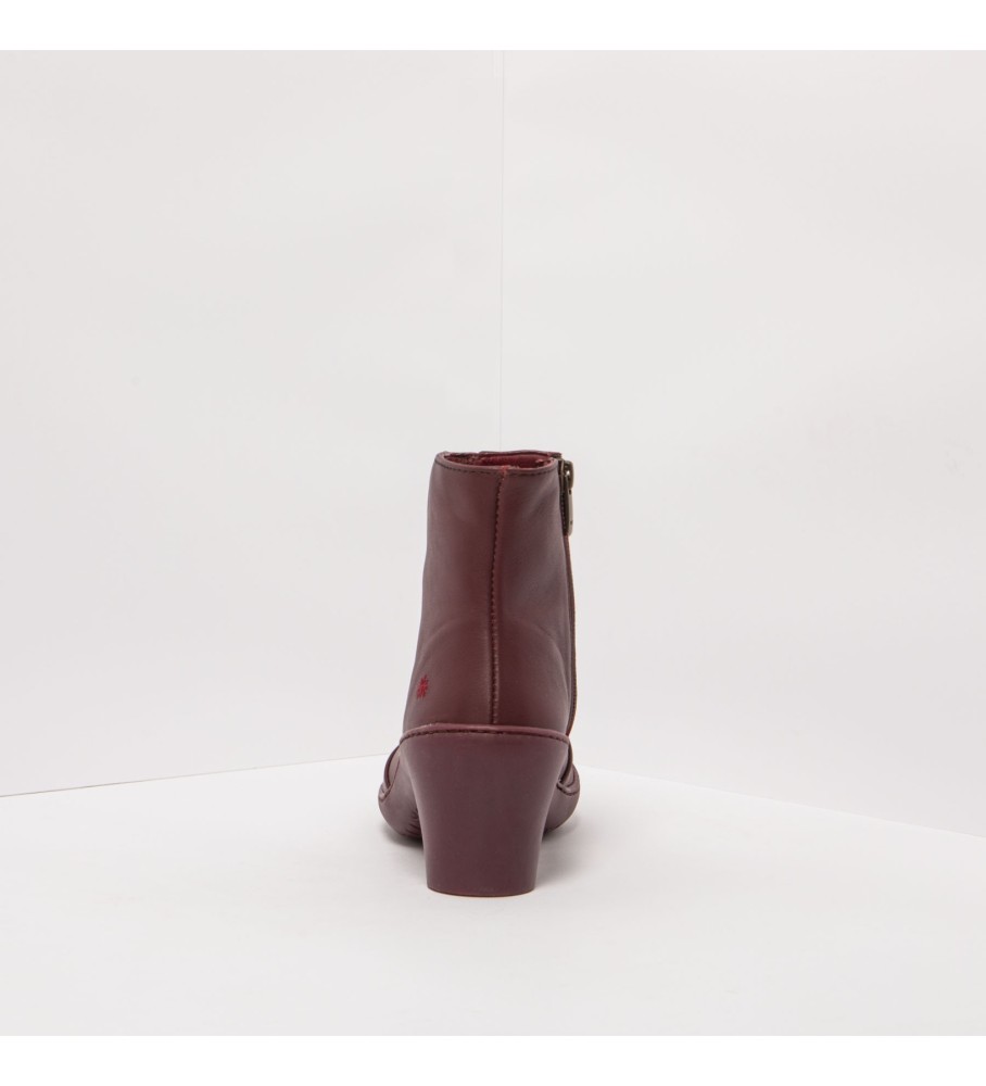 Botas de cano curto em couro cor Borgonha - altura do salto: 6,5 cm -