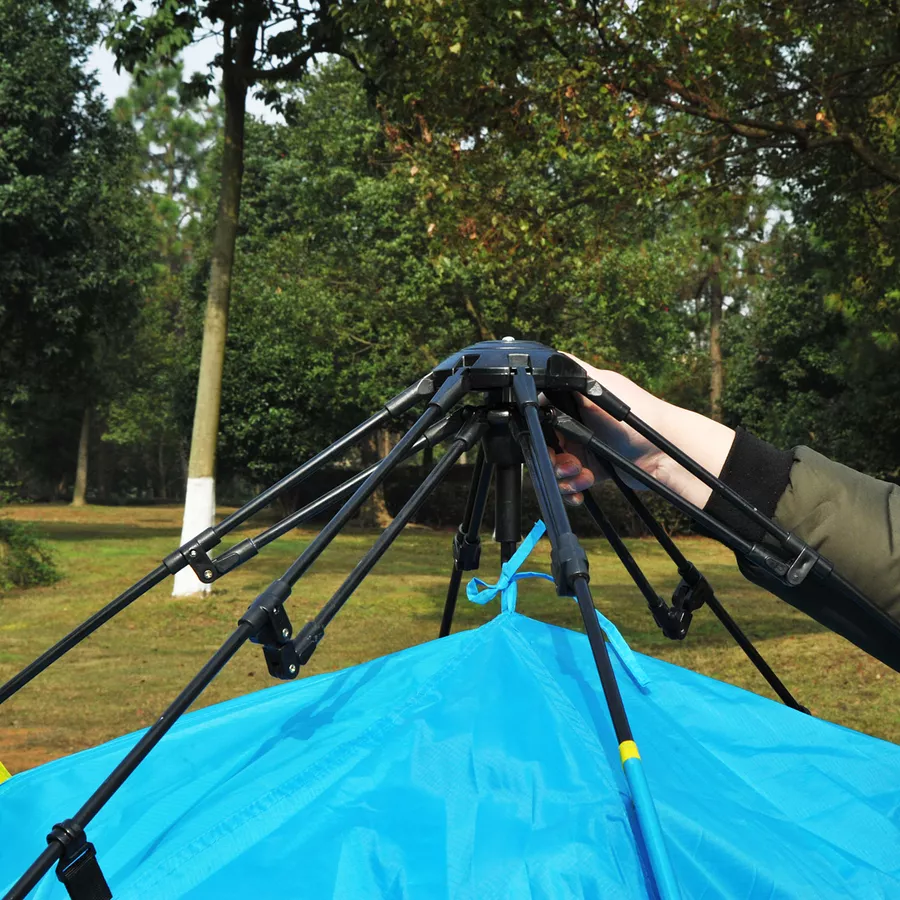 Outsunny Campingzelt für 3-4 Personen blau, gelb