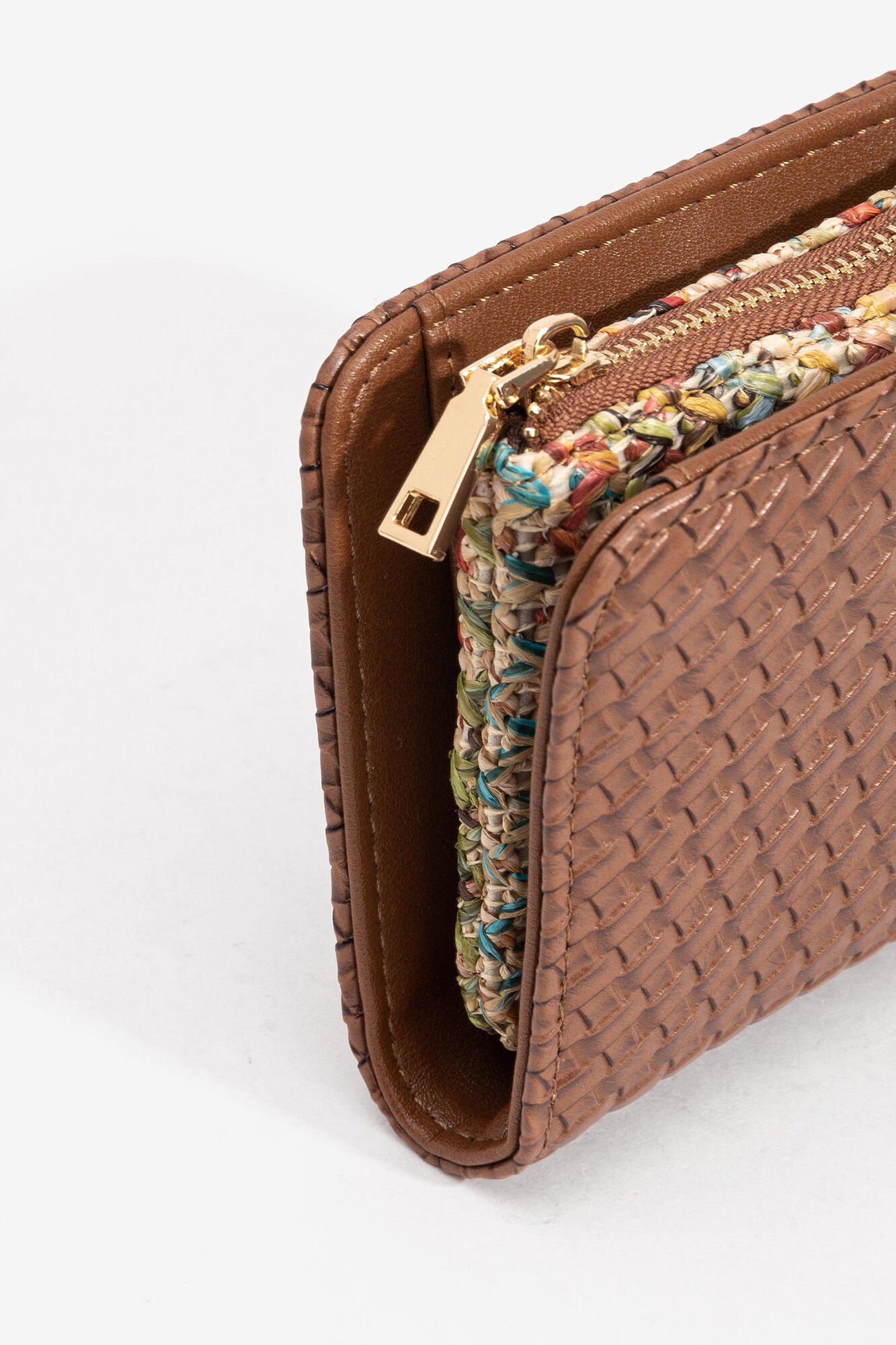 Bolsa média com efeito trançado - Bege