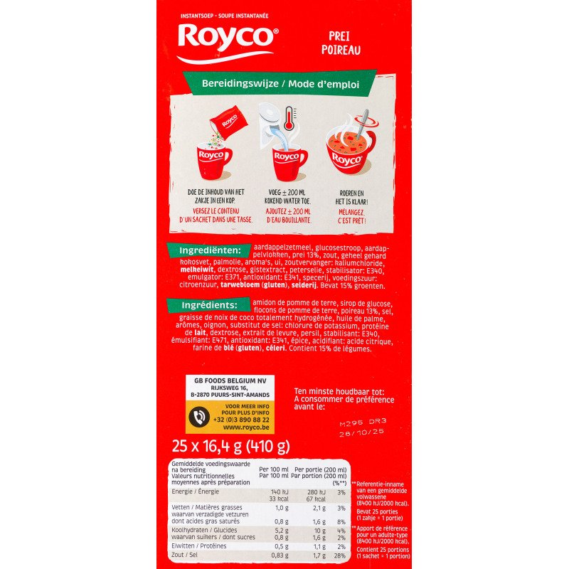 Soupe Royco Poireau - Boîte de 25 sachets