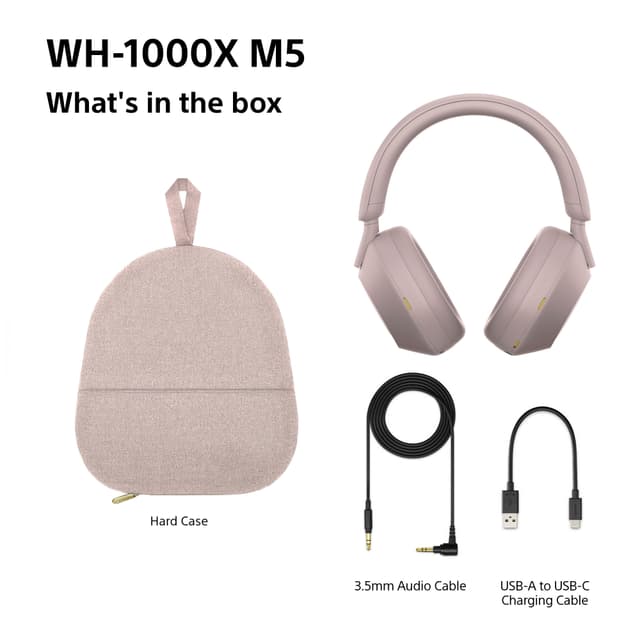 Sony WH-1000XM5 trådløse around-ear-hovedtelefoner (røget lyserød)