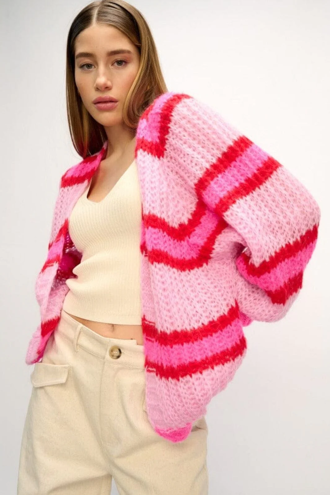 Noella Vera Knit Cardigan 1049 berry red mix