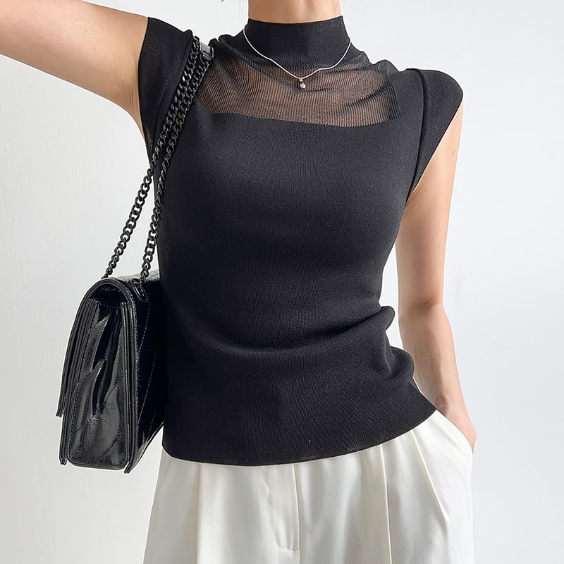 Coris - Top met capuchon en mockneck, effen gebreid