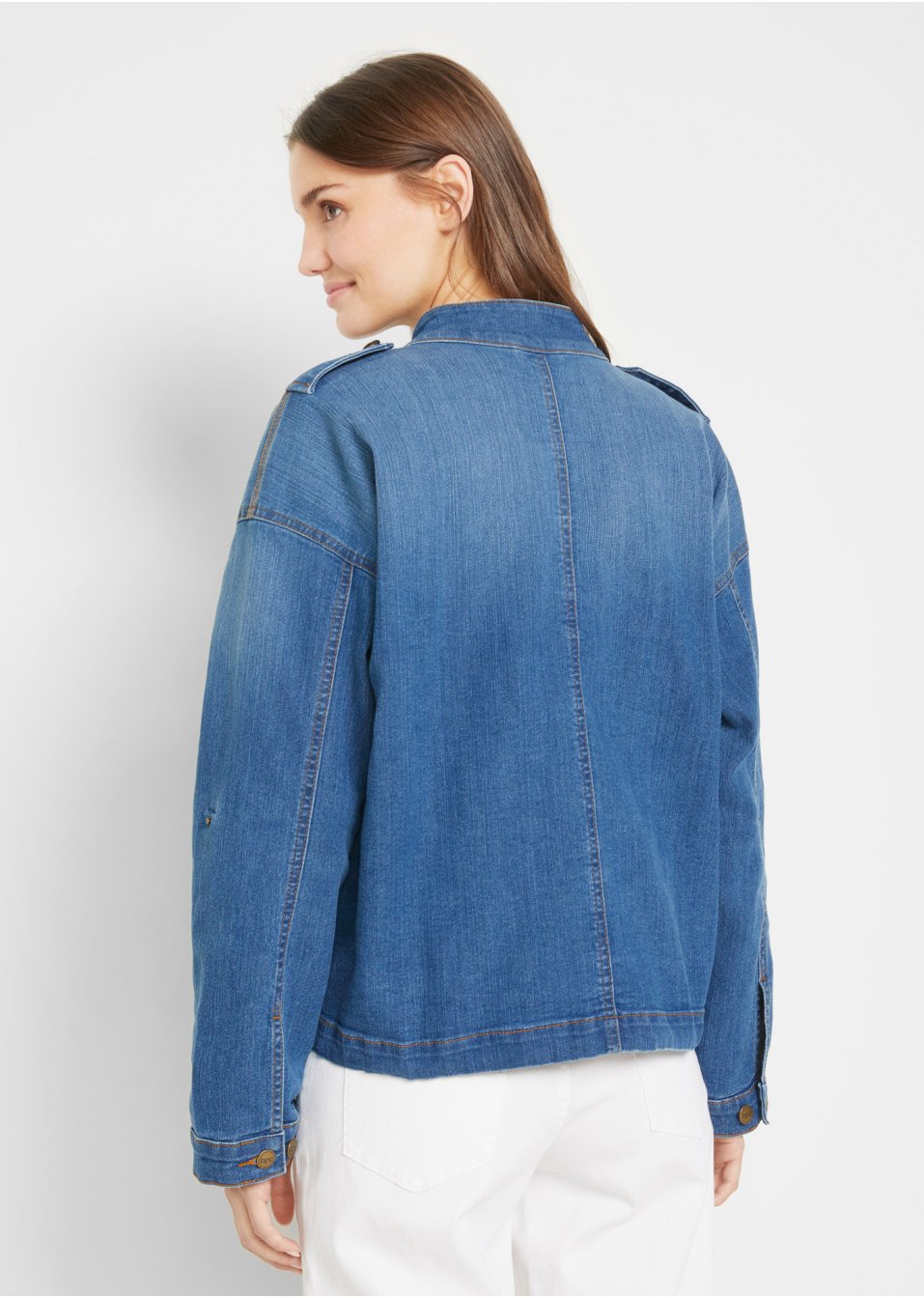 Veste en jean oversize avec manches retroussables