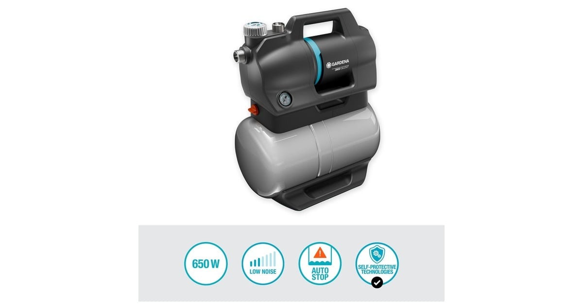 GARDENAHydrofoorpomp 3900 Silent  (Grijs/turquoise, 09066-20, 650 W, 4,3 bar)