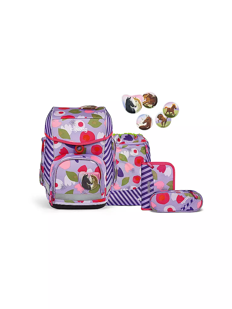ERGOBAG Schultaschen Set 5tlg CUBO - BlütenzauBär  lila
